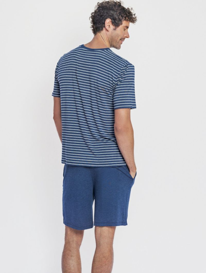 Pijama corto de verano hombre Kouros Azul en MicroModal® - Imagen 4