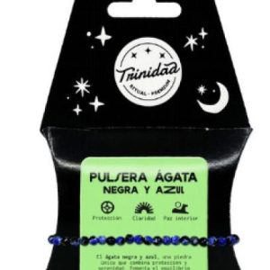 PULSERA AGATA NEGRA TEÑIDA AZUL BOLA 8MM