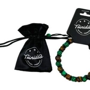 PULSERA DOBLE MALAQUITA OJO TIGRE BOLA 8MM