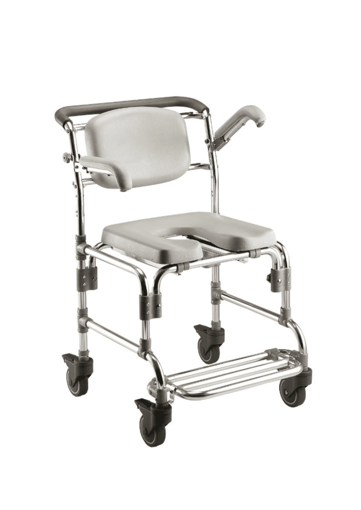 Silla de aluminio de transporte y baño, regulable en altura - Imagen 2