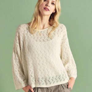 Jersey calado de manga francesa para mujer