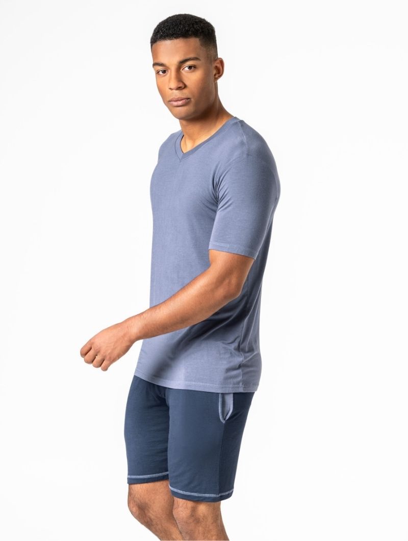 Pijama corto hombre con cintura elástica y bolsillos - Imagen 4