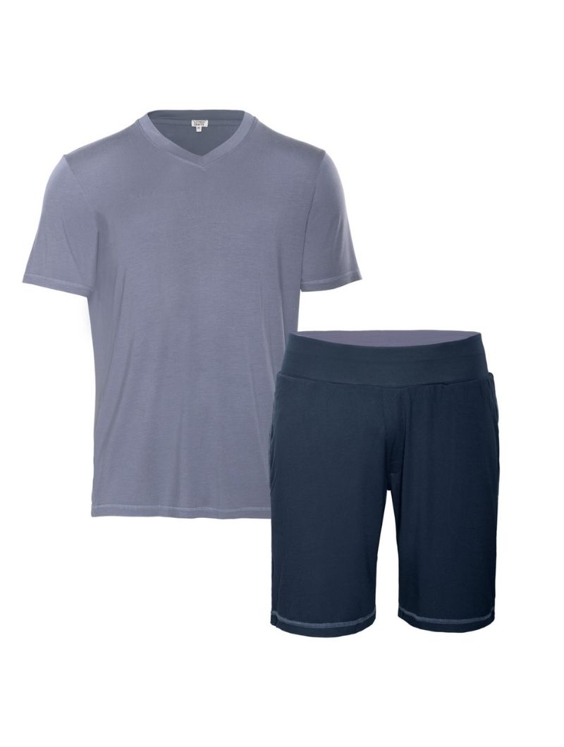 Pijama corto hombre con cintura elástica y bolsillos - Imagen 6