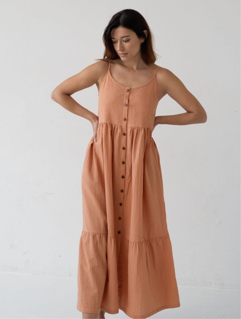 Vestido largo abotonado de algodón orgánico - Imagen 4